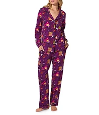 BedHead Spooky Town Halloween Print Long Sleeve Notch Collar Knit Pajama Set
