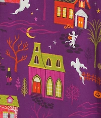 BedHead Spooky Town Halloween Print Long Sleeve Notch Collar Knit Pajama Set