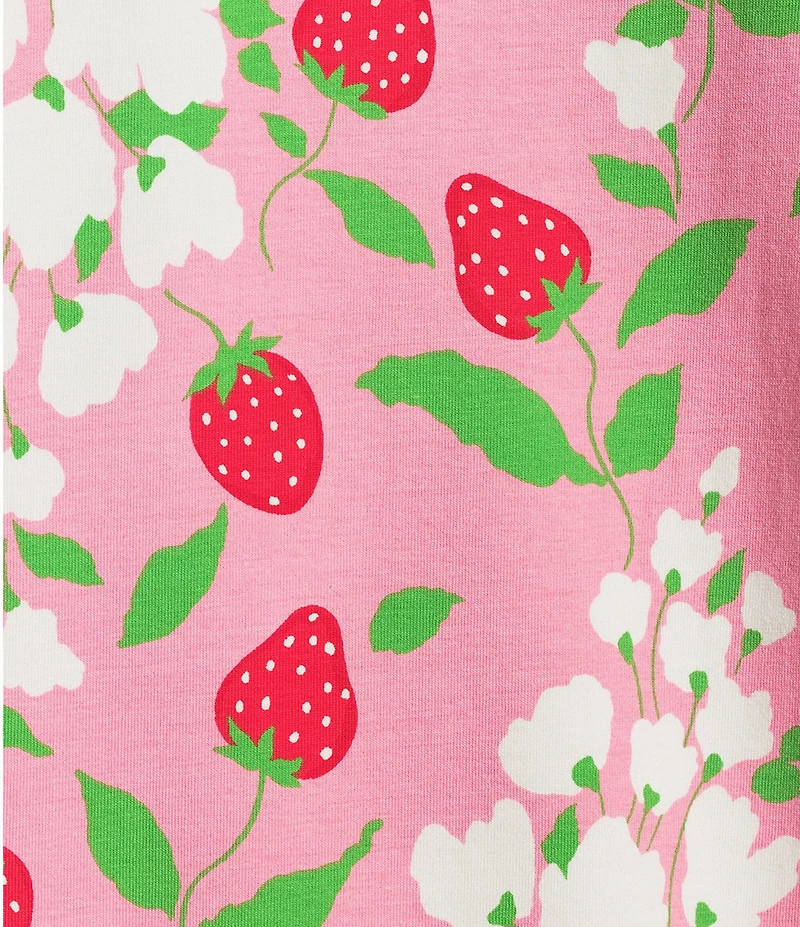 BedHead Spring Berry Print Short Sleeve Notch Collar Organic Cotton Jersey Knit Cropped Pajama Set