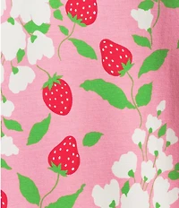 BedHead Spring Berry Print Short Sleeve Notch Collar Organic Cotton Jersey Knit Cropped Pajama Set