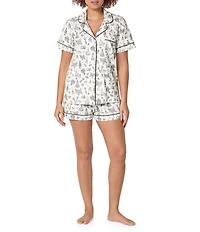Bedhead Tie the Knot Print Organic Cotton Blend Short Sleeve Notch Collar Knit Shorty Pajama Set