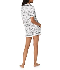 BedHead Wizard of Oz Print Short Sleeve Notch Collar Knit Shorty Pajama Set
