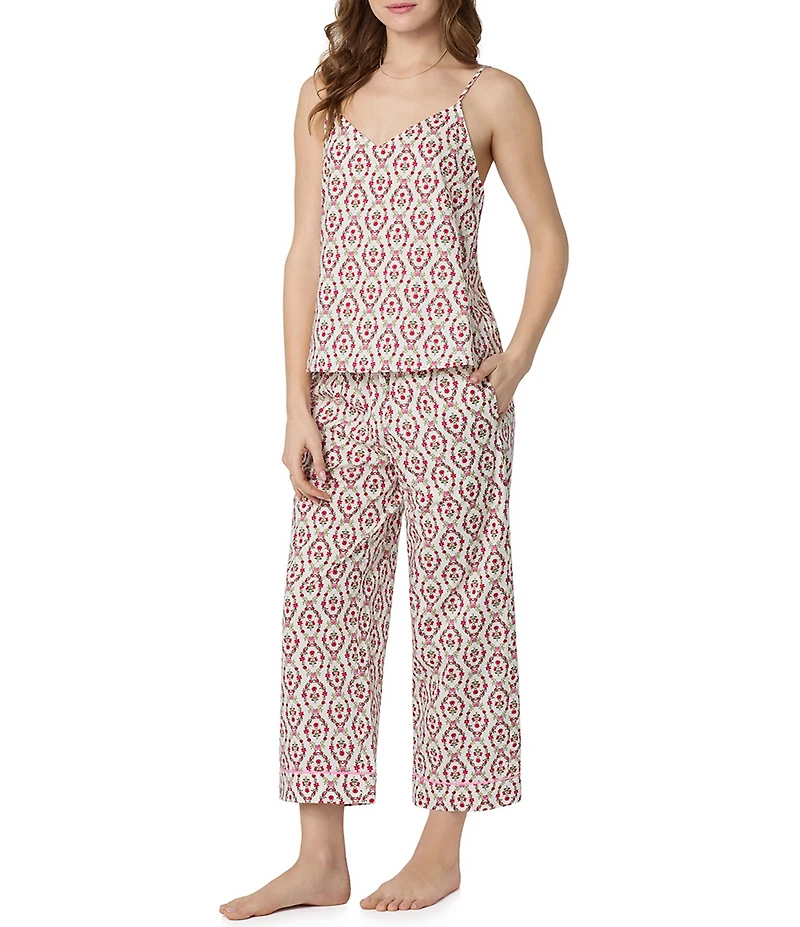 BedHead Woven Poplin Cami & Cropped Floral Print Organic Cotton Pajama Set