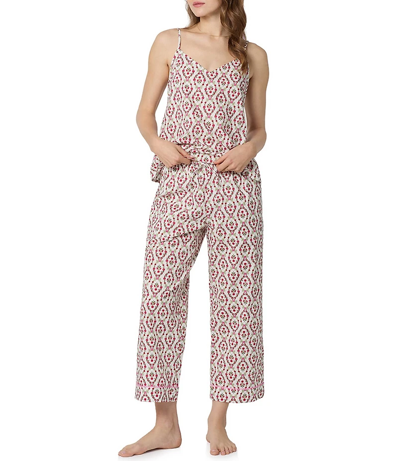 BedHead Woven Poplin Cami & Cropped Floral Print Organic Cotton Pajama Set