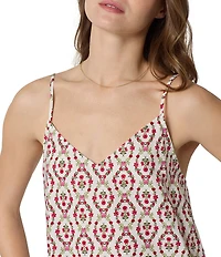 BedHead Woven Poplin Cami & Cropped Floral Print Organic Cotton Pajama Set