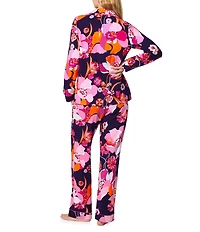 BedHead x Trina Turk Floral Print Long Sleeve Notch Collar Knit Long Pajama Set