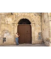 Bella Dahl Cashmere Blend Knit Striped Crew Neck Short Sleeve Top