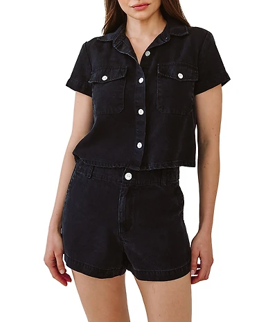 Bella Dahl Collared Short Sleeve Flap Pocket Coordinating Shirt