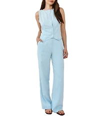 Bella Dahl Denim Boat Neck Sleeveless Seamed Vest