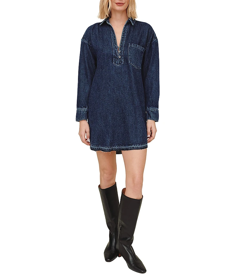 Bella Dahl Denim Spread Collar Long Sleeve Dress
