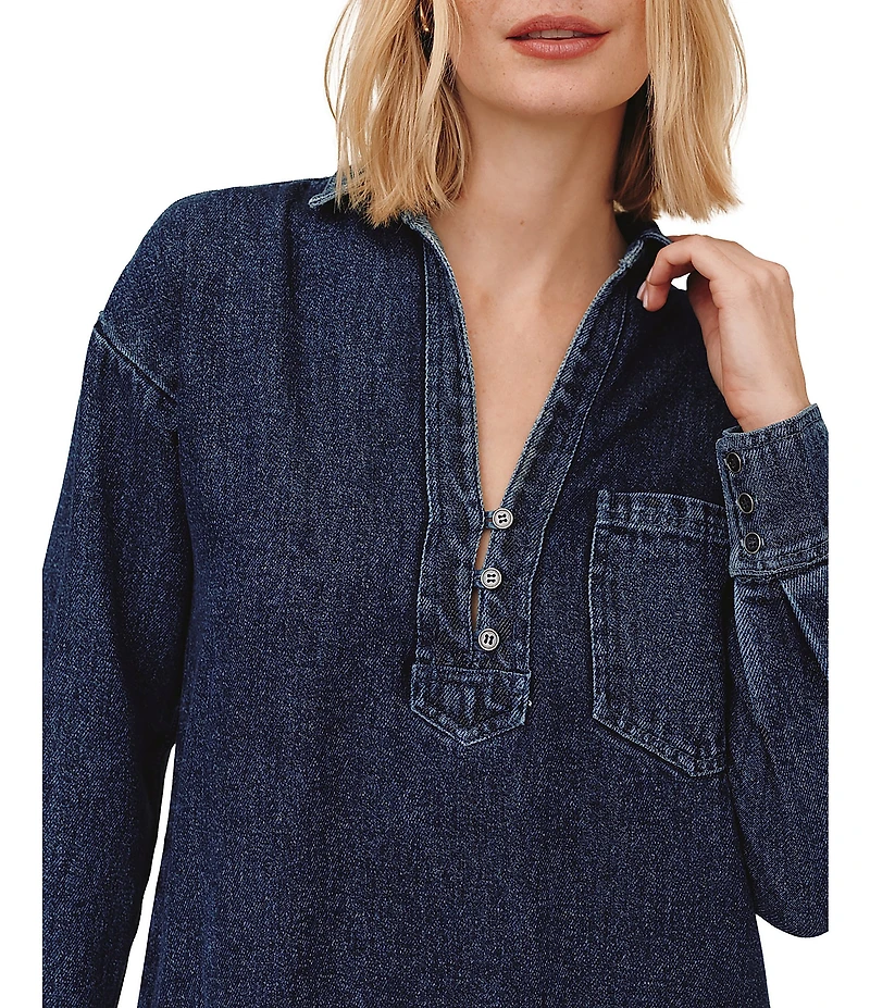 Bella Dahl Denim Spread Collar Long Sleeve Dress