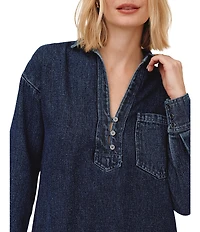 Bella Dahl Denim Spread Collar Long Sleeve Dress