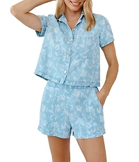 Bella Dahl Floral Print Spread Collar Long Sleeve Button Down Shirt