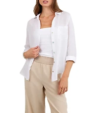 Bella Dahl Linen Collared Long Sleeve Button Down Shirt