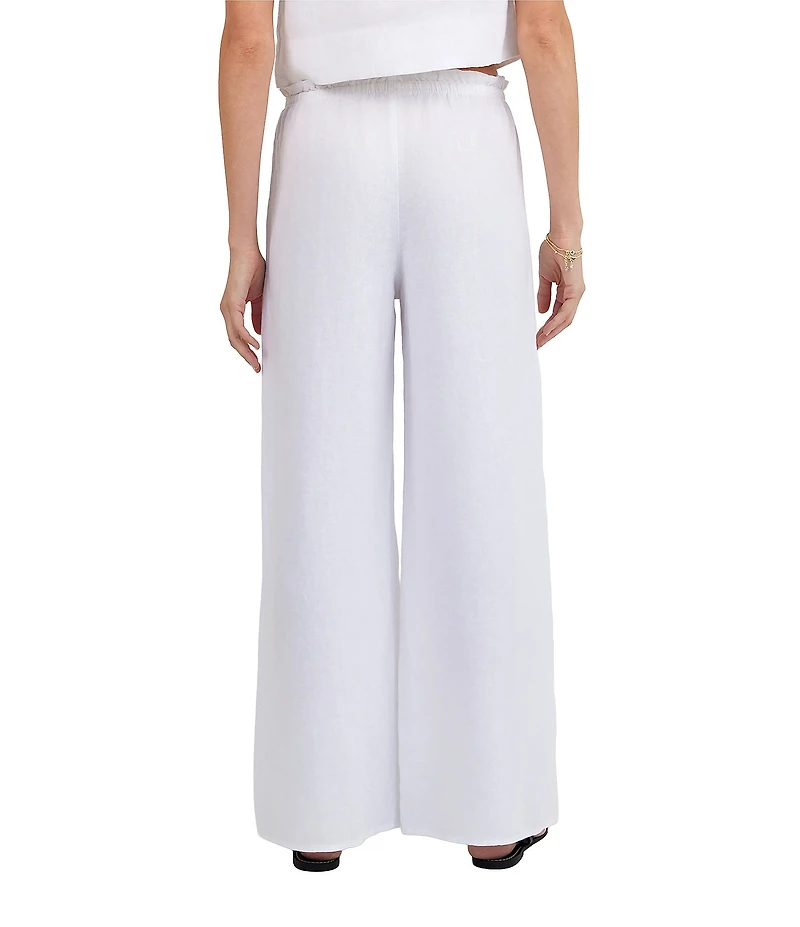 Bella Dahl Linen Ruffle Waist Wide Leg Pants