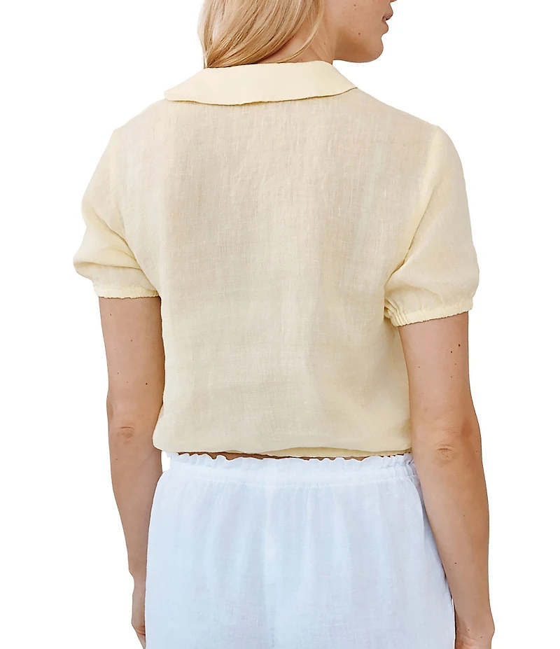 Bella Dahl Peter Pan Collar Short Puff Sleeve Shirt