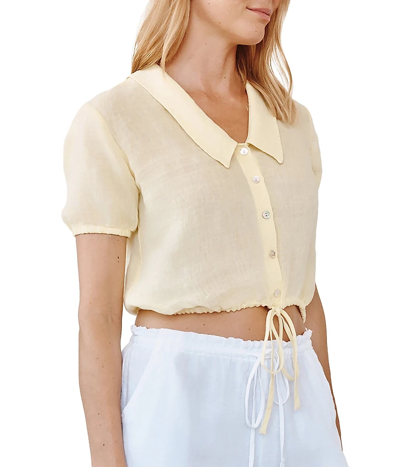 Bella Dahl Peter Pan Collar Short Puff Sleeve Shirt