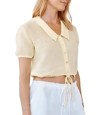 Bella Dahl Peter Pan Collar Short Puff Sleeve Shirt