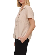 Bella Dahl Point Collar Short Sleeve Pocket Button Front Shirt