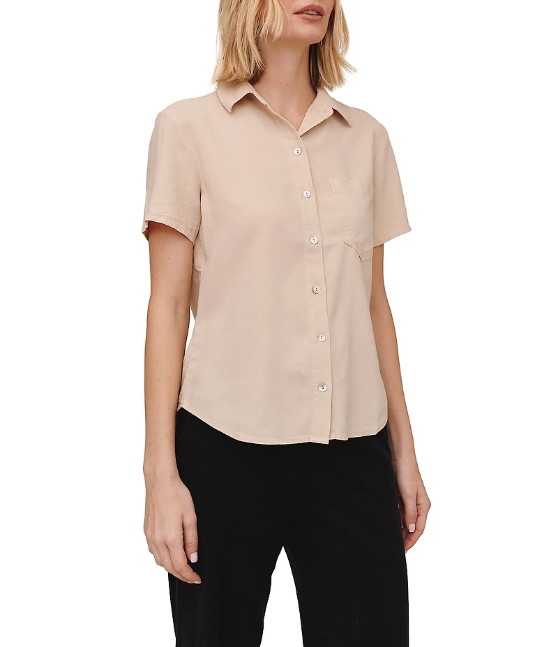 Bella Dahl Point Collar Short Sleeve Pocket Button Front Shirt