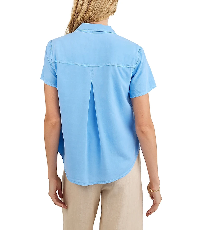 Bella Dahl Point Collar Short Sleeve Pocket Button Front Shirt