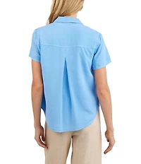 Bella Dahl Point Collar Short Sleeve Pocket Button Front Shirt