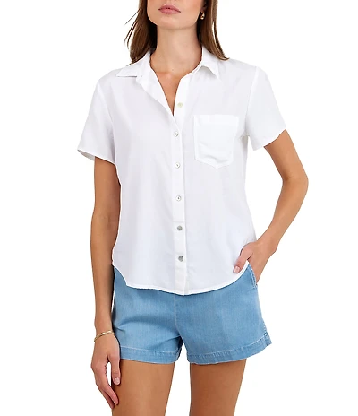 Bella Dahl Point Collar Short Sleeve Pocket Button Front Shirt