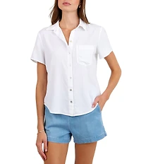 Bella Dahl Point Collar Short Sleeve Pocket Button Front Shirt