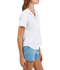 Bella Dahl Point Collar Short Sleeve Pocket Button Front Shirt
