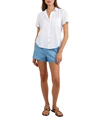 Bella Dahl Point Collar Short Sleeve Pocket Button Front Shirt