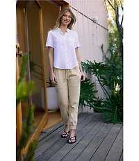 Bella Dahl Point Collar Short Sleeve Pocket Button Front Shirt