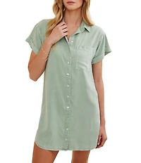 Bella Dahl Roll Sleeve Pocket Shirt