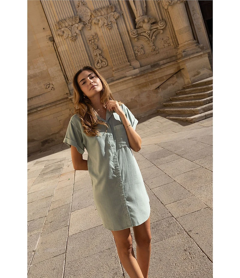 Bella Dahl Roll Sleeve Pocket Shirt