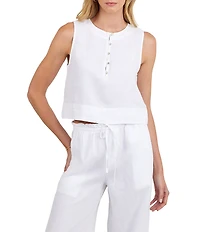 Bella Dahl Round Neck Sleeveless Half Placket Coordinating Top