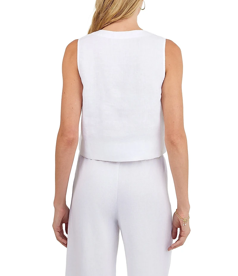 Bella Dahl Round Neck Sleeveless Half Placket Coordinating Top