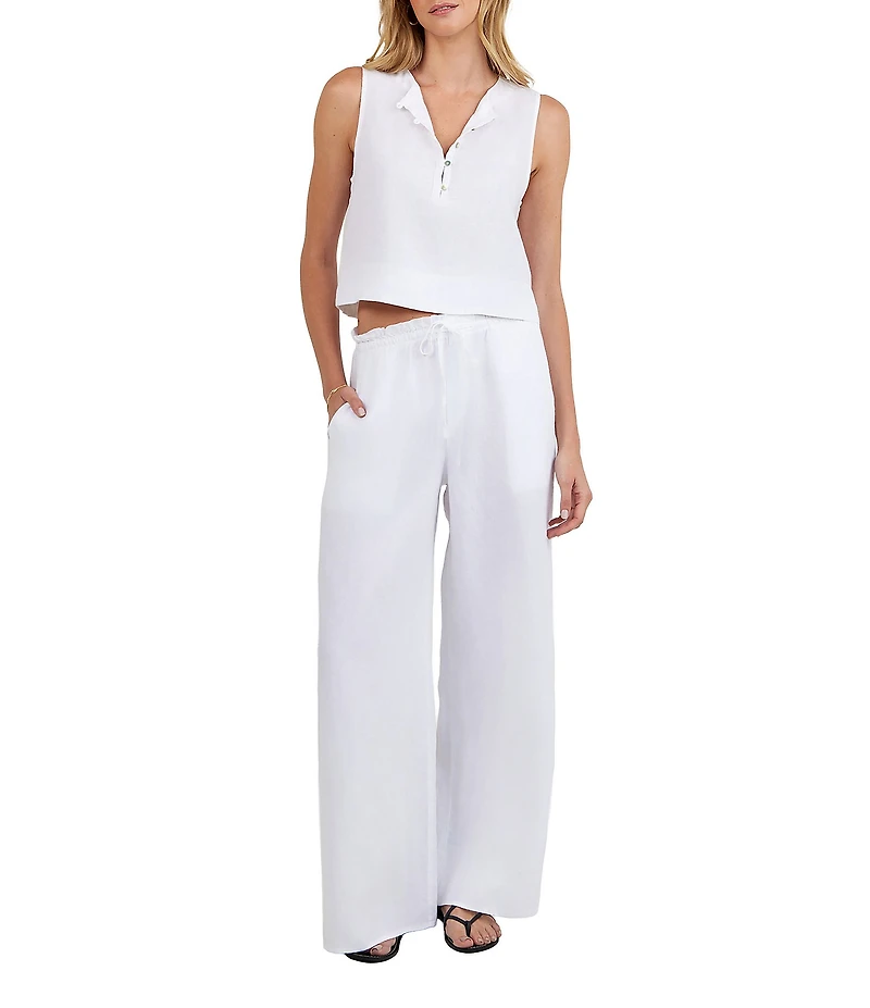 Bella Dahl Round Neck Sleeveless Half Placket Coordinating Top