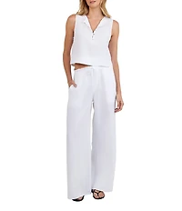 Bella Dahl Round Neck Sleeveless Half Placket Coordinating Top