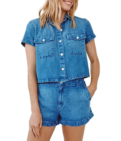 Bella Dahl Short Sleeve Flap Pocket Coordinating Shirt