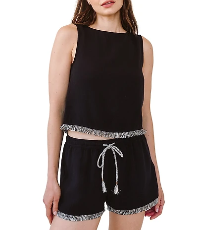 Bella Dahl Sleeveless Fray Trim Coordinating Tank