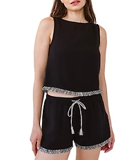 Bella Dahl Sleeveless Fray Trim Coordinating Tank