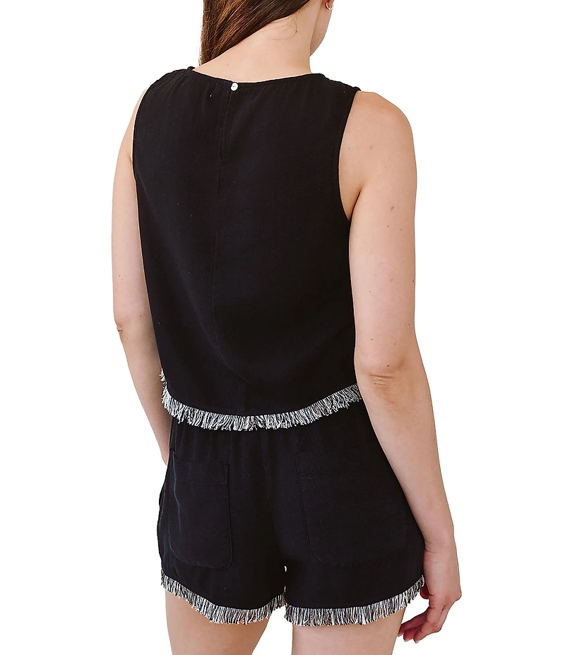 Bella Dahl Sleeveless Fray Trim Coordinating Tank