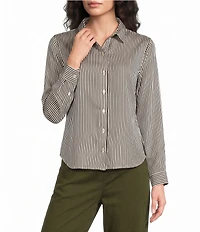 Bella Dahl Stripe Spread Collar Long Sleeve Button Front Shirt
