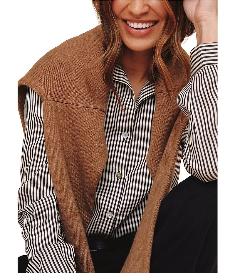 Bella Dahl Stripe Spread Collar Long Sleeve Button Front Shirt