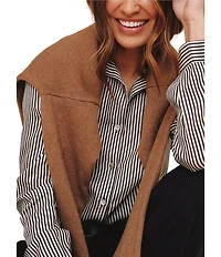 Bella Dahl Stripe Spread Collar Long Sleeve Button Front Shirt