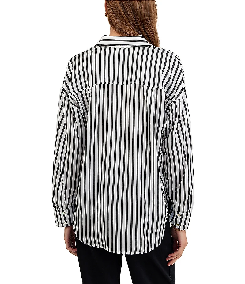 Bella Dahl Striped Point Collar Long Sleeve Oversized Button Down Shirt