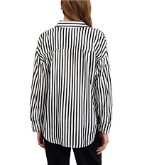Bella Dahl Striped Point Collar Long Sleeve Oversized Button Down Shirt