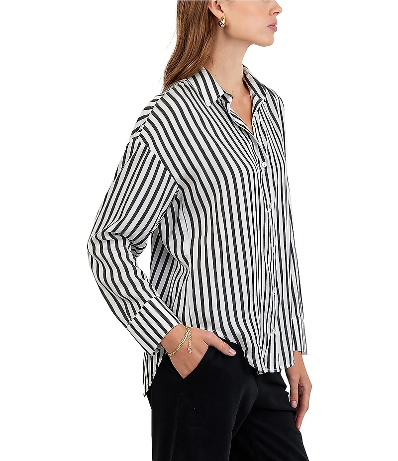 Bella Dahl Striped Point Collar Long Sleeve Oversized Button Down Shirt