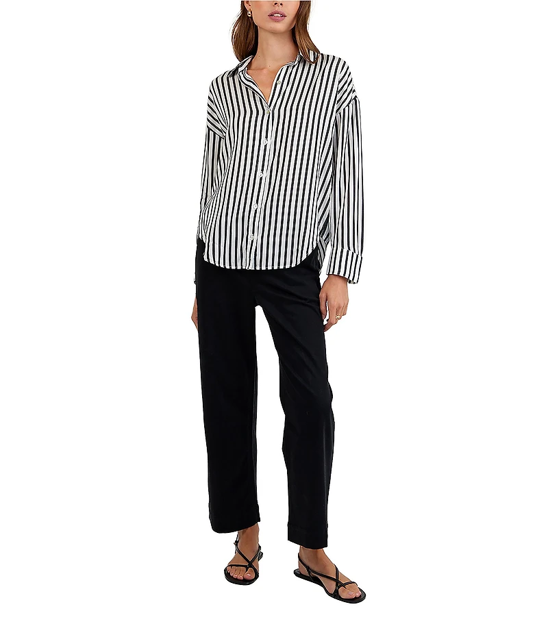 Bella Dahl Striped Point Collar Long Sleeve Oversized Button Down Shirt