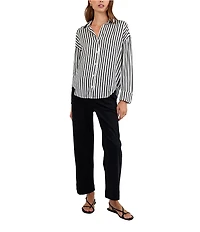 Bella Dahl Striped Point Collar Long Sleeve Oversized Button Down Shirt