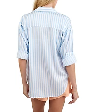 Bella Dahl Striped Point Collar Long Sleeve Oversized Button Down Shirt